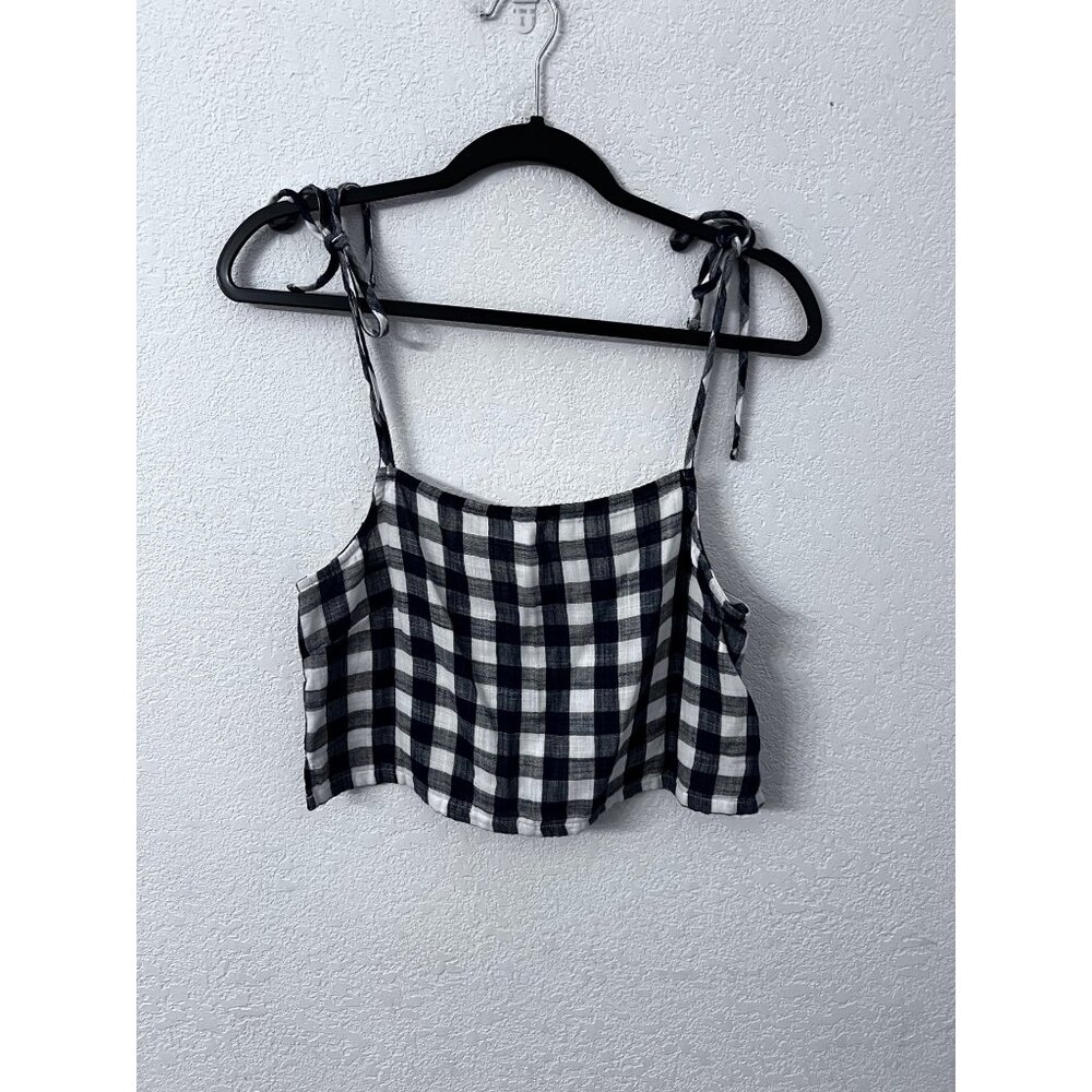 Forever 21 Womens Gingham Crop Top With Adjustable Straps Size S